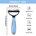 Large Blue Cat Deshedding Brush, Stainless Steel Undercoat Rake and Dematting Comb for Cats, Grooming Tool for Mat Prevention
